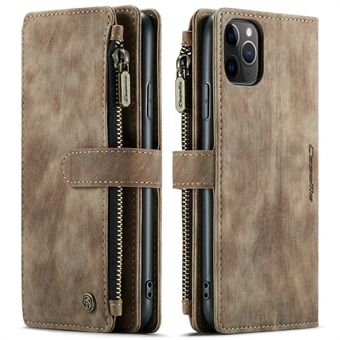 CASEME C30 Series Compatible for iPhone 11 Pro Max 6.5 inch Zipper Pocket Shockproof PU Leather Wallet Case Phone Stand Cover with 10 Card Slots