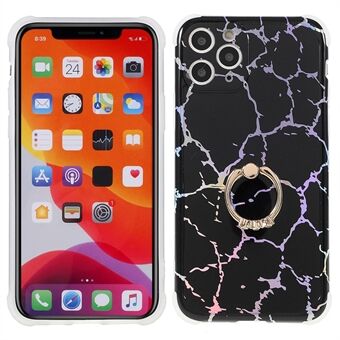 Rotating Ring Kickstand Design Drop-proof Scratch-resistant Marble IMD Laser TPU+PC Cover for iPhone 11 Pro Max 6.5 inch