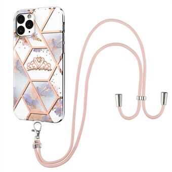 Shoulder Strap Anti-drop Marble Flower Pattern Case IMD IML Electroplating Soft TPU Protective Shell for iPhone 11 Pro Max 6.5 inch