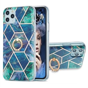 TPU Phone Rotary Kickstand Cover Super Slim 2.0mm Marble Pattern Anti-Drop Electroplating IMD IML Case for iPhone 11 Pro Max 6.5 inch