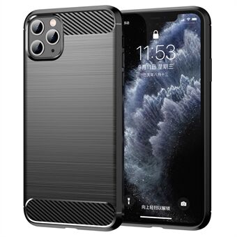 1.8mm Carbon Fiber Brushed Texture Soft TPU Back Case Mobile Phone Cover for iPhone 11 Pro Max 6.5 inch