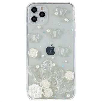 For iPhone 11 Pro Max 6.5 inch Shockproof Epoxy TPU Case Protective Phone Cover Precise Cutout Scratch Resistant Phone Shell with Artificial Pearls Decoration