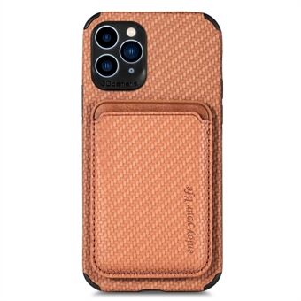 For iPhone 11 Pro Max 6.5 inch Carbon Fiber Detachable 2-in-1 Cell Phone Case Shockproof Texture PU Leather + TPU + PVC Back Cover with Magnetic Absorption Card Holder