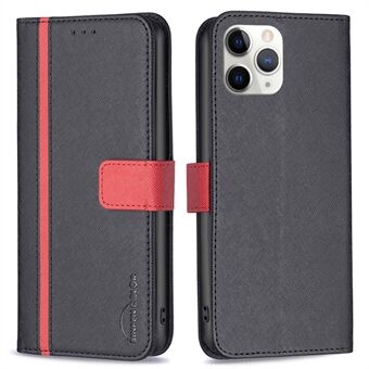 BINFEN COLOR For iPhone 11 Pro Max 6.5 inch BF Leather Series-9 Style 13 Cross Texture Wallet Phone Case Magnetic Clasp Splicing PU Leather Stand Cover