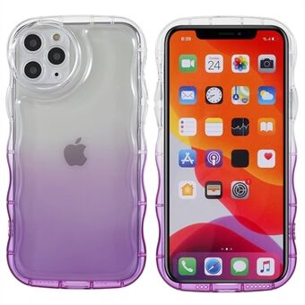 For iPhone 11 Pro Max 6.5 inch Wave-shaped Edge Gradient Back Cover Drop-proof Glossy Soft TPU Phone Case
