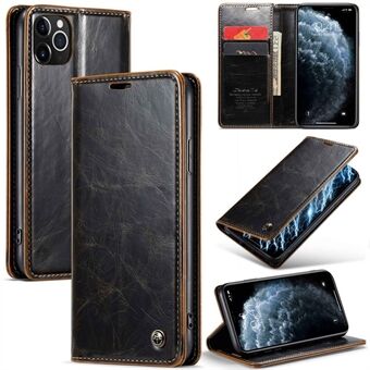 CASEME 003 Series For iPhone 11 Pro Max 6.5 inch Well-protected PU Leather Retro Waxy Texture Phone Case Wallet Stand Cellphone Cover