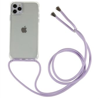 For iPhone 11 Pro Max 6.5 inch TPU+Acrylic Phone Cover Anti-scratch Clear Case with Adjustable Lanyard