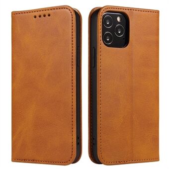 For iPhone 11 Pro Max 6.5 inch Calf Texture Phone Shell Wallet Phone Cover Auto-absorbed Leather Stand Case