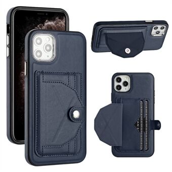 YB Leather Coating Series-4 for iPhone 11 Pro Max Card Slots Smartphone Case PU Leather Coated TPU Kickstand Cover