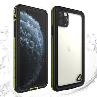 For iPhone 11 Pro Max Underwater Diving Protective Case TPU+PC+PET IP68 Waterproof Phone Case - Black / Green