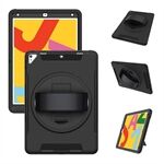 For iPad 10.2 (2021)/(2020)/(2019) 360 Degree Rotary Hand Strap Kickstand Tablet Case Heavy Duty PC TPU Hybrid Cover
