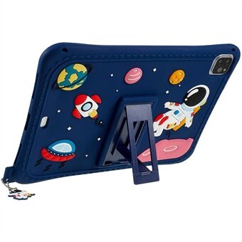 For iPad Pro 11 (2020) / (2021) / (2022) Cartoon Universe Space Pattern Shockproof Kickstand Tablet Case Silicone Cover