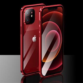 LUPHIE Anti-scratch Plating Magnetic Metal Frame Double-sided Tempered Glass Protector Phone Cover for iPhone 12 mini Case