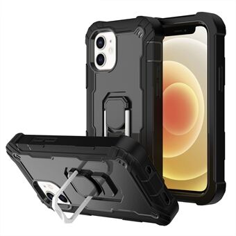 Built-in Kickstand Design Silicone+PC Shockproof Dual Color Phone Case for iPhone 12 mini