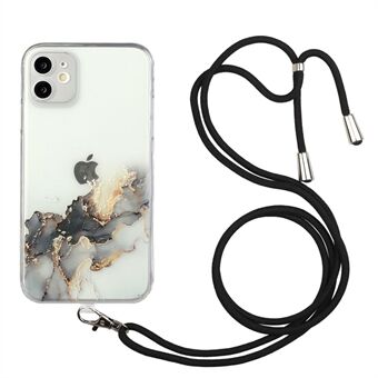 Well-Protected Marble Pattern Flexible TPU Case with Adjustable Lanyard for iPhone 12 mini