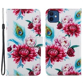 Magnetic Clasp Pattern Printing Wallet Design Leather Phone Stand Case Cover for iPhone 12 mini 5.4 inch