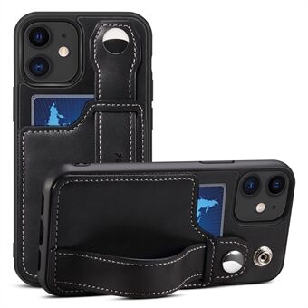 SUTENI PU Leather + TPU Hybrid Case with Adjustable Hand Strap Kickstand and Card Slot for iPhone 12 mini 5.4 inch