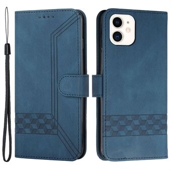 YX0010 Imprinting Rhombus Lines All-inclusive Protection Stand Leather Phone Case Wallet Cover for iPhone 12 mini 5.4 inch