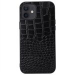 For iPhone 12 mini 5.4 inch Genuine Cowhide Leather Coating PC + TPU Well-protected Crocodile Texture Anti-fall Phone Cover