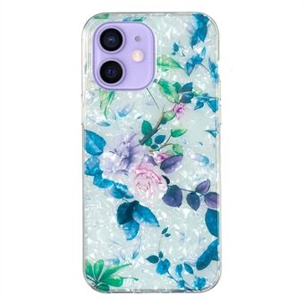 Shockproof Case for iPhone 12 mini 5.4 inch Slim Phone Guard IMD Marble Flower Shell Pattern TPU Cover