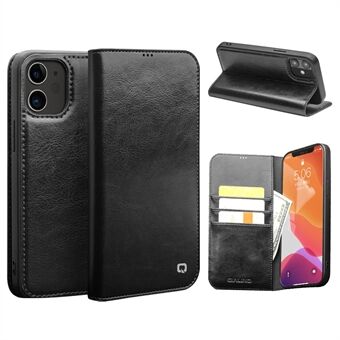 QIALINO Genuine Cowhide Leather Wallet Case Folio Book Stand Flip Cover for iPhone 12 / 12 Pro 6.1 inch