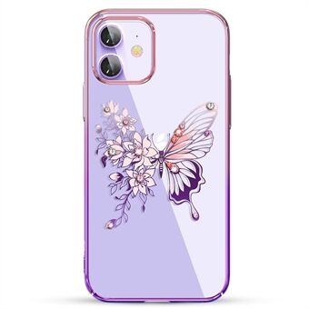 KINGXBAR Butterfly Series Luxury Authorized Swarovski Crystals Clear PC Phone Case for iPhone 12 Pro/12 - Purple
