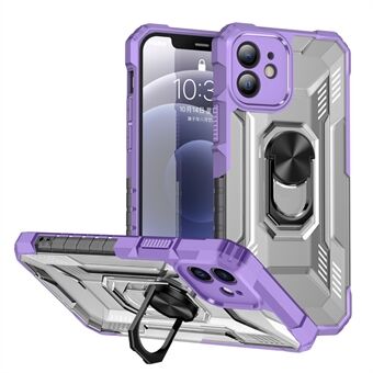 RUGGED SHIELD Armor Kickstand Design Anti-fingerprint PC+TPU Well-protected Shell Case for iPhone 12 6.1 inch