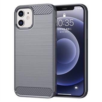 1.8mm Carbon Fiber Brushed Texture Anti-fall Protection Back Case Flexible TPU Cover for iPhone 12/12 Pro 6.1 inch