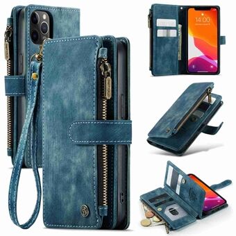 CASEME C30 Series for iPhone 12 / 12 Pro 6.1 inch Shockproof Zipper Pocket Wallet Cover PU Leather Stand Phone Case Multiple Card Slots
