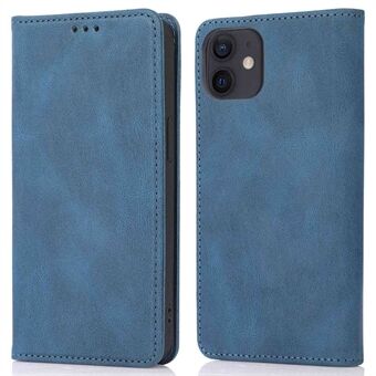 Anti-fingerprint PU Leather Cell Phone Case for iPhone 12 / 12 Pro 6.1 inch, Strong Magnetic Adsorption Flip Stand Wallet Phone Shell