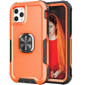 For iPhone 12 / 12 Pro 6.1 inch 3-in-1 Shockproof Ring Holder Phone Case Kickstand Anti-fall Phone Protective Back Cover