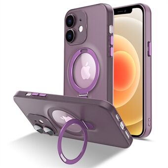 Magnetic Matte Phone Case for iPhone 12 , PC+TPU Glass Lens Protector Phone Kickstand Cover