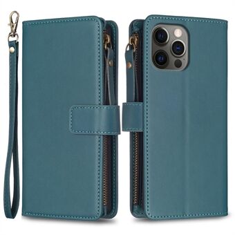 BF Style-19 for iPhone 12 / 12 Pro Anti-scratch Leather Case Zipper Pocket Stand Phone Wallet Cover