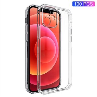 100PCS For iPhone 12 6.1 inch HD Transparent Clear Phone Shell Anti-Scratch Cover Hard Plastic Phone Case
