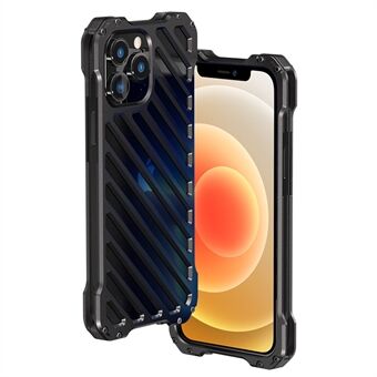 R-JUST RJ-50 Aluminum Alloy Metal Frame Shockproof Hollow Well-protected Case with Lens Protector for iPhone 12 Pro 6.1 inch