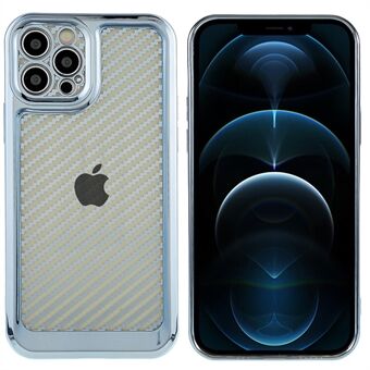 For iPhone 12 Pro 6.1 inch Soft TPU Electroplating Precise Cutout Back Cover Carbon Fiber Texture Cell Phone Case