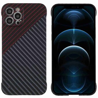 For iPhone 12 Pro 6.1 inch Carbon Fiber Texture Splicing Phone Case Incomplete Covering Hard PC Back Cover