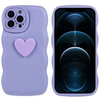 For iPhone 12 Pro 6.1 inch 3D Love Heart Shape Soft TPU Phone Case Wavy Edge Air Cushion Drop Protection Cover