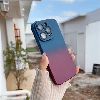 For iPhone 12 Pro 6.1 inch Lens Protection Design Drop-proof Cover Gradient Skin-touch PC Phone Case