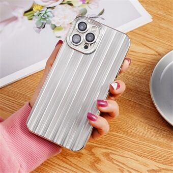 For iPhone 12 Pro 6.1 inch Electroplating Soft TPU Cover Streamer Brushed Phone Case with Lens Film