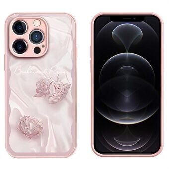 For iPhone 12 Pro 6.1 inch Rose Pattern Phone Case Anti-Scratch Tempered Glass+TPU Cover