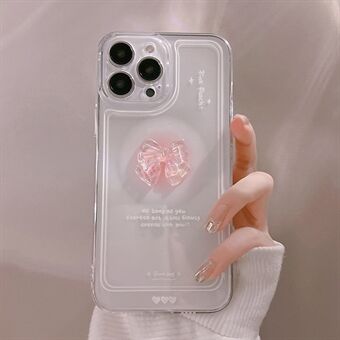For iPhone 12 Pro Transparent Phone Cover Crystal Bowknot Decor Flexible TPU Back Case