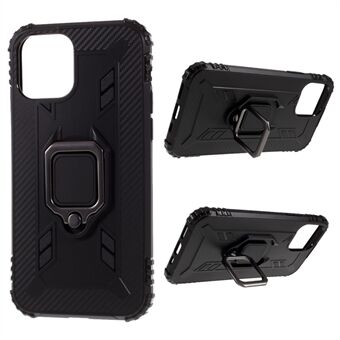 TPU Finger Ring Kickstand Protective Case for iPhone 12 Pro Max 6.7 inch - Black