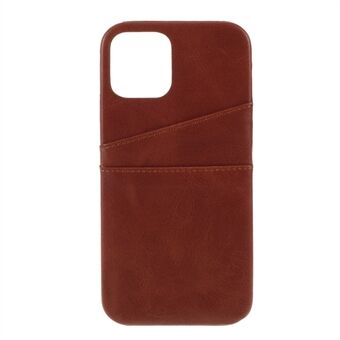 Double Card Slots PU Leather Coated PC Cover for iPhone 12 Pro Max 6.7-inch