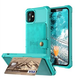 Kickstand Leather Coated TPU Cover with Card Holder [Built-in Magnetic Sheet] for iPhone 12 Pro Max 6.7 inch