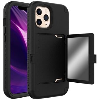 Shockproof PC+TPU Protective Cover with Card Holder and Hidden Mirror for iPhone 12 Pro Max