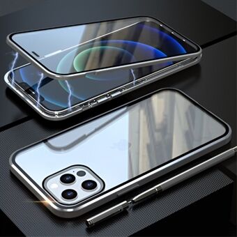 LUPHIE Dual-sided Magnetic Metal Frame Tempered Glass Cell Phone Case Cover for iPhone 12 Pro Max Case