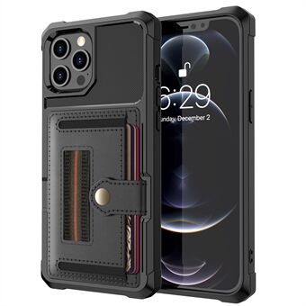 Nylon Series Card Slot + Elastic Strap TPU + PU Leather Phone Protective shell for iPhone 12 Pro Max - Black