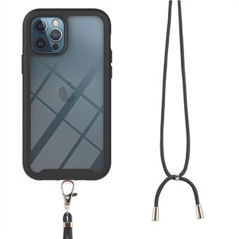 TPU + PC Hybrid Full Protective Phone Cover with Lanyard for iPhone 12 Pro Max 6.7 inch