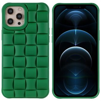 For iPhone 12 Pro Max 6.7 inch Mobile Phone Case 3D Grid Textured Silicone Rubberized Shockproof Phone Cover